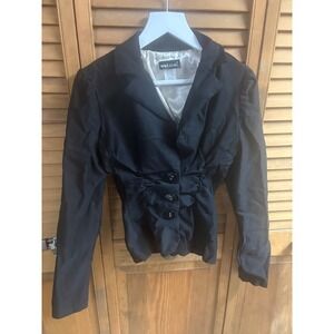 Y2K Wet Seal Vintage Black Ruched Waist Blazer Jacket Size S Made in USA